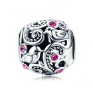 Silver Ball BIRD Charm/ Bead for DIY Jewelry